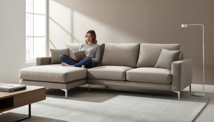 Sofas Stoff Wohnzimmer Design Couchen Polster Sofa Grau Ecksofa loft eckcouch