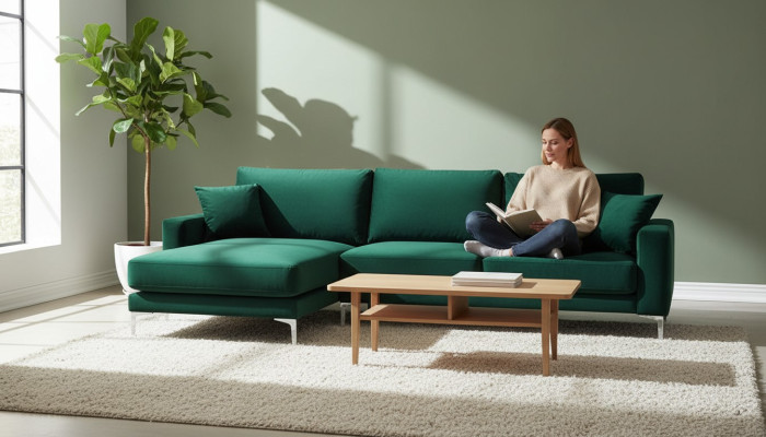 Loft Sofa Luxus Eckcouch Möbel Eckgarnitur Samt Couchen sofas grün Wohnzimmer