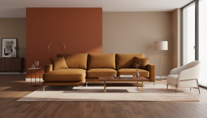 Orange Ecksofa Stoff Wohnzimmer Design Couchen Polster Sofa Sofas Orange Samt