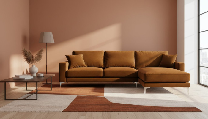 Stoff Wohnzimmer Design Couchen Polster Sofa Orange Ecksofa Sofas Italienische