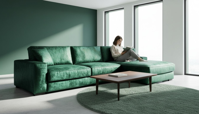 Grün Ecksofa Sofa Stoff Wohnzimmer Design Couchen Polster Sofas Big Samt Neu