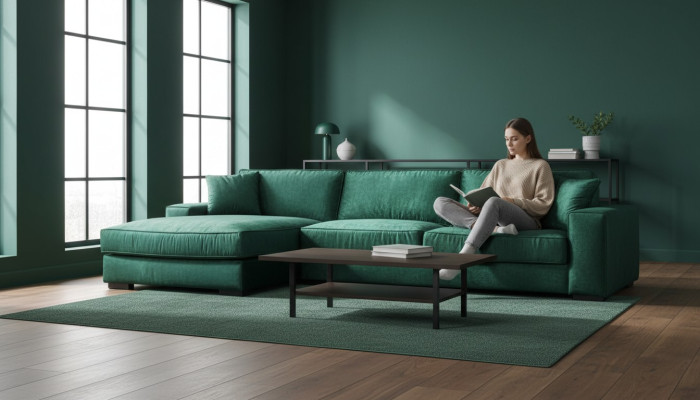 Ecksofa Sofas Italienische Möbel Stoff Wohnzimmer Couchen Polster Sofa Grüne Neu