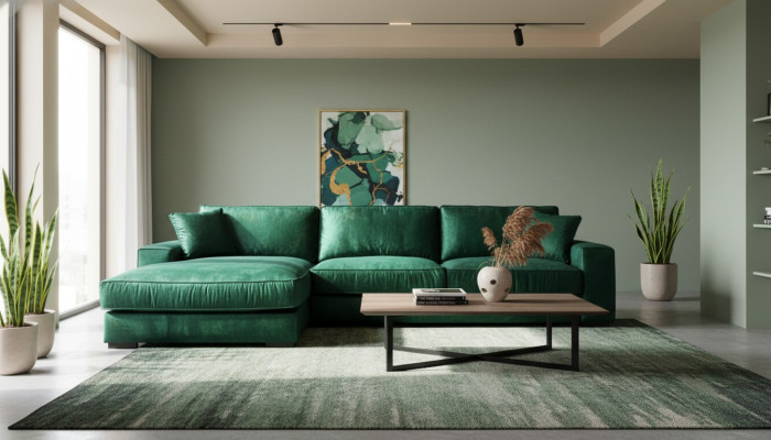 Ecksofa Sofas Italienische Möbel Stoff Wohnzimmer Couchen Polster Sofa Grüne Neu