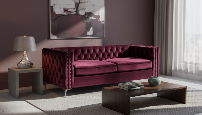 bordaux chesterfield couch luxus samt stoff couchen sofa set knöpfe polster neu