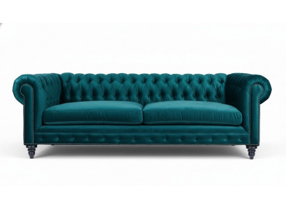 Chesterfield Dreisitzer Kreative Möbel Textil Stoff Blaugrün Wohnzimmer Modern