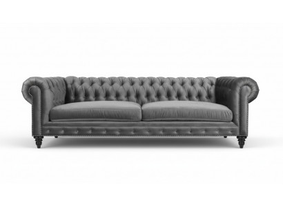 Dreisitzer Chesterfield Kreative Möbel Textil Stoff Grau Neu Wohnzimmer Modern