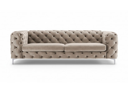 Chesterfield Sofa Dreisitzer Braun Couchen Möbel Textil Wohnzimmer Couch Samt