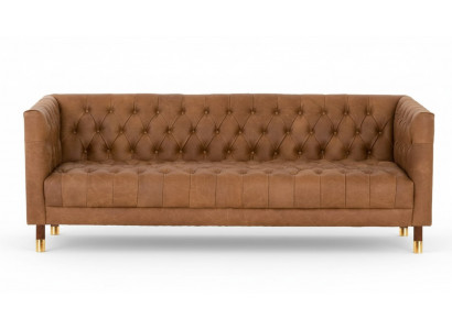 Chesterfield Sofa Dreisitzer Braun xxl big Möbel Leder Wohnzimmer Modern Neu
