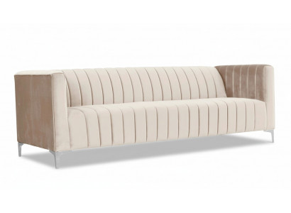 Beige Dreisitzer Stoff Wohnzimmer Design Couchen Polster Sofa Sofas Beige Samt