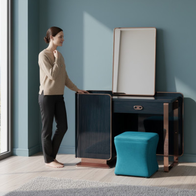 Schminktisch Hocker Holz Textil Schlafzimmer Kreative Modern Design Möbel Luxus