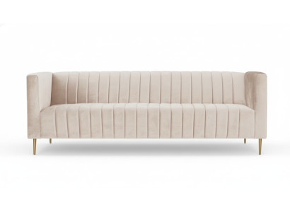 Beige Dreisitzer Sofa Stoff Polster Wohnzimmer Design Couchen Sofas Neu Modern