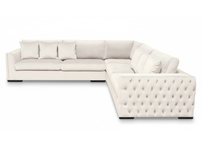 Ecksofa Creme Eckgarnitur Polster Samt Stoff Möbel Design Wohnlandschaft Couch