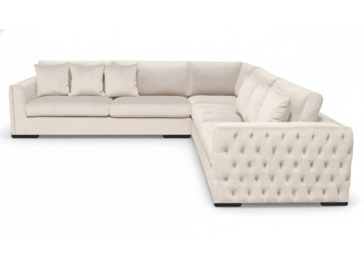 Ecksofa Beige Wohnzimmer Couch Eckgarnitur Polster Samt Möbel Design Stoff Neu