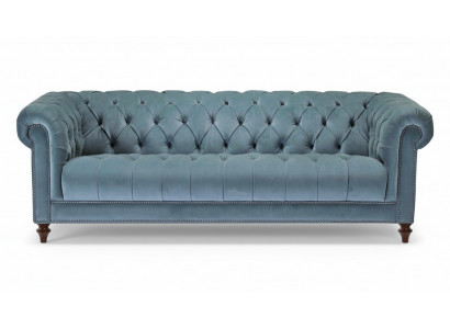 Chesterfield Turkis Design Couchen Polster Sofa Neu Dreisitzer Stoff Wohnzimmer