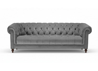 Dreisitzer Grau Stoff Wohnzimmer Design Couchen Polster Sofa Sofas Chesterfield