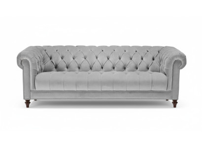 Hellgrau Dreisitzer Chesterfield Neu Stoff Wohnzimmer Couchen Polster Sofa Sofas