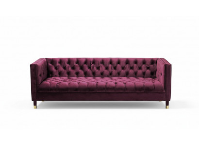 Burgund Dreisitzer Stoff Wohnzimmer Design Couchen Polster Sofa Chesterfield Neu