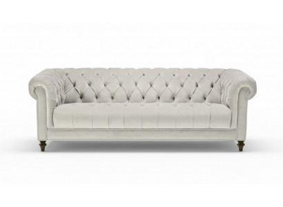 Silber Dreisitzer Stoff Design Couchen Polster Sofas Original Chesterfield Neu