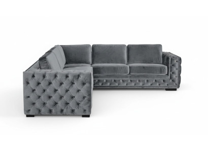 Ecksofa Grau Ecken Samt Möbel Design Wohnlandschaft Couch Eckgarnitur Polster