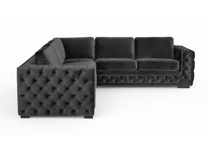 Taupe Grau Ecksofa Chesterfield Samt Möbel Neu Wohnzimmer Modern Design Sofa