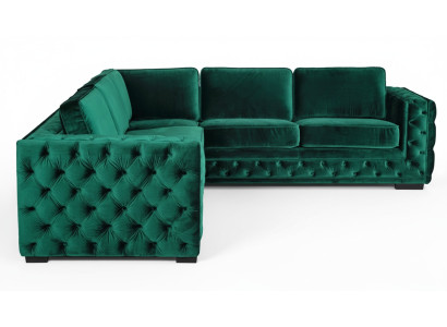 Grüne Ecksofa Chesterfield Wohnzimmer Modern Design Sofa Möbel Samt Eckgarnitur