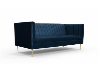 Zweisitzer Sofa Sofas Textil Navy Blau Stoff Wohnzimmer Design Couchen Polster