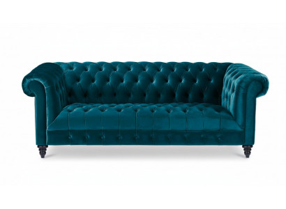 Chesterfield Turkis Samt Couch Luxus Polster Möbel Sofa mit Knöpfen Dreisitzer
