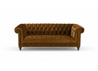 Dreisitzer Chesterfield Braune Stoff Sofa Neu Original Design Couchen Polster