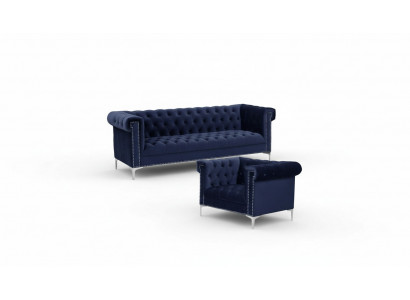 Blaue chesterfield sofagarnitur couch royal blau couchen sofa set garnituren neu