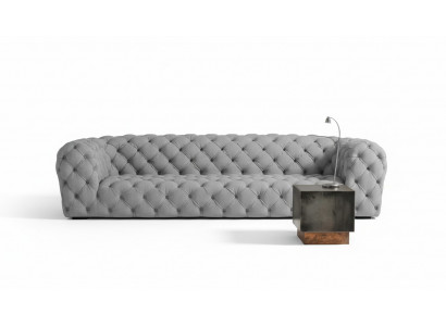 Grau Chesterfield Wohnzimmer Modern Design Couchen Sofa Möbel Stoff Big xxl Neu