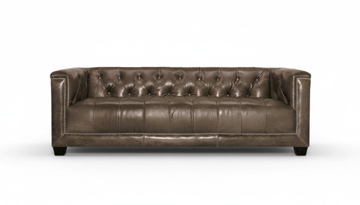 Braun Dreisitzer Leder Chesterfield Wohnzimmer Modern Design Couchen Sofa Neu