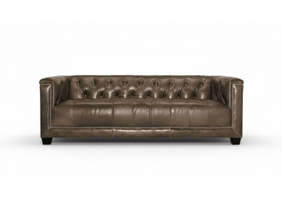 Braun Dreisitzer Leder Chesterfield Wohnzimmer Modern Design Couchen Sofa Neu