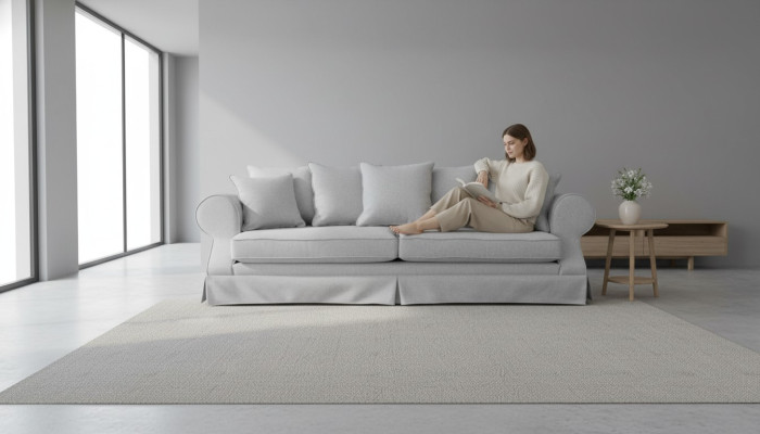 Grau Dreisitzer Sofa Stoff Wohnzimmer Design Couchen Polster Sofas Neu Kreative
