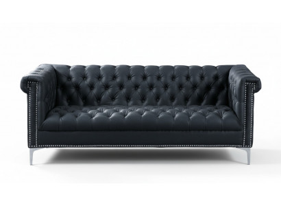Schwarz Dreisitzer Chesterfield Modern Design Couchen Leder Sofa Designer Möbel