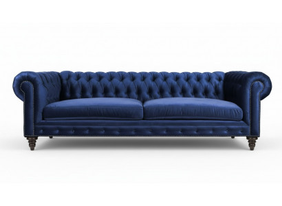 Blau Chesterfield Dreisitzer Modern Design Couchen Sofa Möbel Stoff Sofas Neu