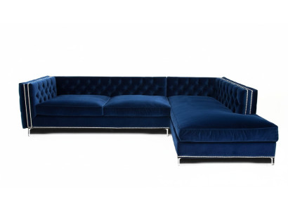 Ecksofa Blau Wohnlandschaft xxl Möbel Design Couch Eckgarnitur Polster big Chesterfield
