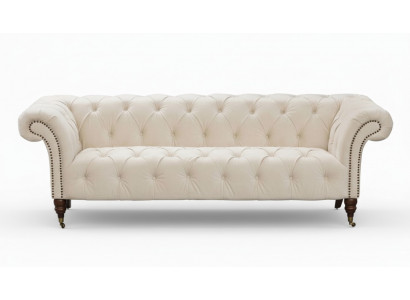 Beige Chesterfield Dreisitzer Modern Design Couchen Stoff Sofa designer Möbel