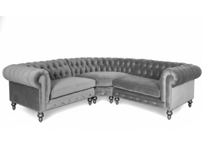 Ecksofa Sofa Couch Wohnlandschaft Eckgarnitur Sofas Couchen Chesterfield Silber