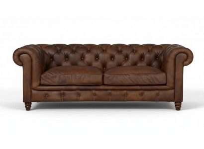 Chesterfield Braun Dreisitzer Leder Wohnzimmer Modern Design Couchen Sofa Neu