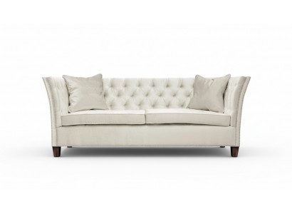Chesterfield Zweisitzer Hellgrau Stoff Wohnzimmer Design Polster Sofa Kreative
