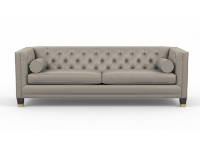 Taupe Dreisitzer Chesterfield Modern Design Couchen Leder Sofa Stoff Möbel Neu