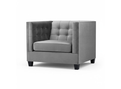 Sessel Chesterfield Textil Stoff Grau Neu Wohnzimmer Modern Kreative