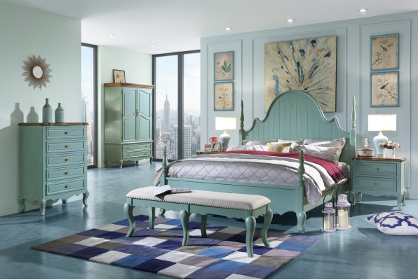 Luxus Schlafzimmer Bett Echtes Holz Möbel Holz Betten landhaus stil Doppel Neu
