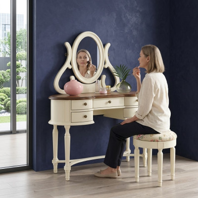 Klassischer Schminktisch Spiegel Luxus Konsole Hocker Make up Tisch Landhaus Neu