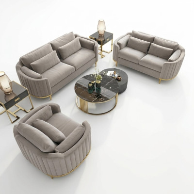Sofagarnitur Designer 3+2+1 Sitzer Sofa Couch Stoff Garnitur Polster Set