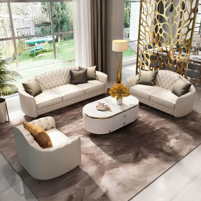 Sofagarnitur 3+2+1 Sitzer Set Design Sofas Polster Couchen Moderne Leder Couch