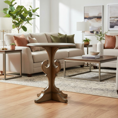 Couch Tisch Holz Sofa Rund Beistell Design Tische Landhaus Wohnzimmer