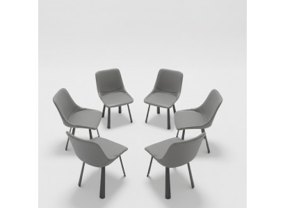 Stuhl Set Gruppe Stühle Hotel Polster Garnitur 6x Gruppen Edelstahl Sessel