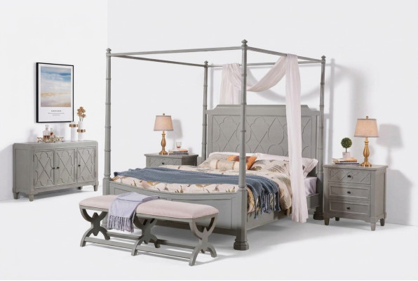 Schlafzimmer Komplett Set Landhaus Stil Modrern Bett Nachttisch 5 tlg. Neu