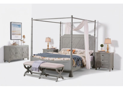 Schlafzimmer Komplett Set Landhaus Stil Modrern Bett Nachttisch 5 tlg. Neu